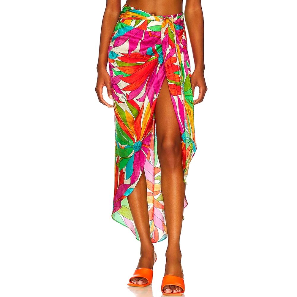Ronny Kobo Collection Kit Floral Gathered Silk Jacquard Skirt Size M